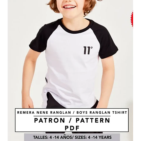 Molde De Costura, Patron Remera Ranglan Mc Nene , Imprimible