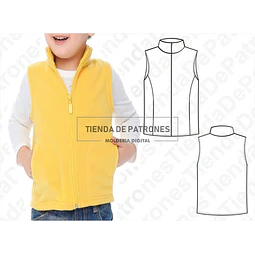 Molde Patron Coreldraw Chaleco Basico Niños Talles 4 Al 14