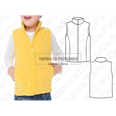 Molde Patron Coreldraw Chaleco Basico Niños Talles 4 Al 14