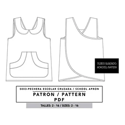 Molde De Costura, Patron Pechera Escolar Cruzada Para Niños