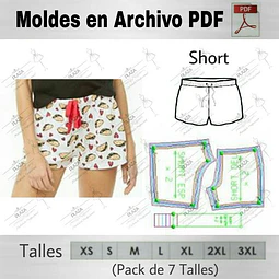 Moldes Patrones Imprimibles Pijamas Short Xs Al 3xl