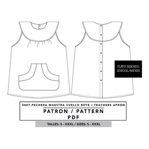 Molde De Costura, Delantal Escolar Adultos , Delantal Pdf