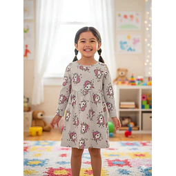 Molde Digital Vestido Niña Recorte Frunces Talles 2 Al 12