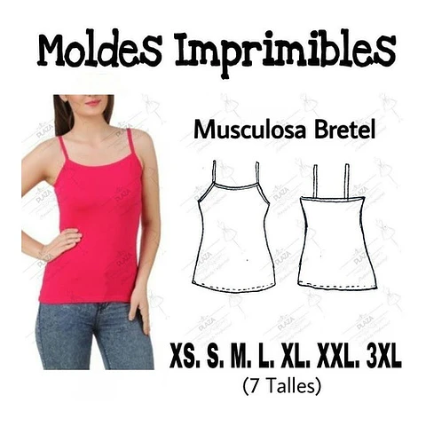 Moldes Patrones Imprimibles Musculosa Bretel Xs Al 3xl