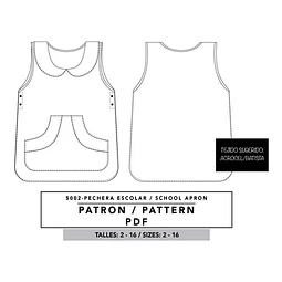 Molde De Costura, Patron Pechera Escolar Niños, Imprimible