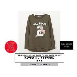 Molde De Costura, Patron Remera Evase Ml Nena , Imprimible