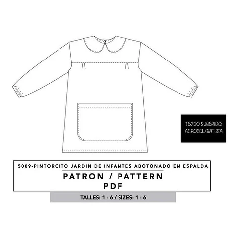 Molde De Costura, Delantal Pintorcito Simple , Pechera Pdf