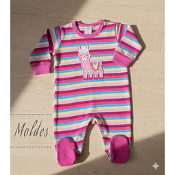 Molde Digital Body Largo Bebe C/pie Manga Larga Talles 1 A 5