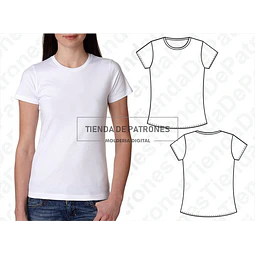 Molde Patron Imprimible Remera Basica Mujer Talles Xs Al 2xl