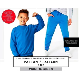 Molde De Costura, Patron Jogging Escolar Niños , Imprimible