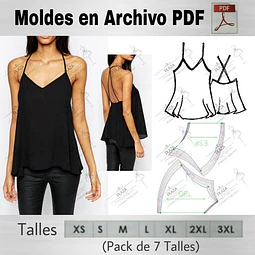 Moldes Patrones Imprimibles Musculosa Bretel Evasé Xs Al 3xl