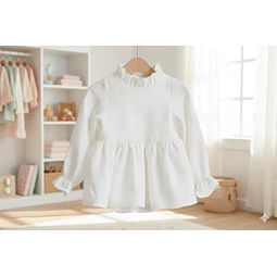 Molde Digital Blusa Bebe Cuello Alto Fruncido, Talles 1 Al 5