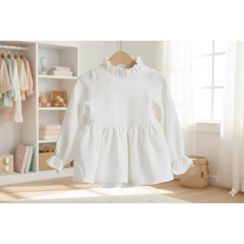 Molde Digital Blusa Bebe Cuello Alto Fruncido, Talles 1 Al 5