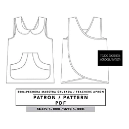 Molde De Costura, Pechera Escolar Adultos, Delantal Simple