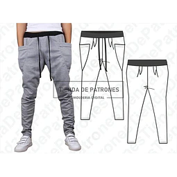 Molde Patrón Coreldraw Jogging Chupin Hombre Del S Al 2xl