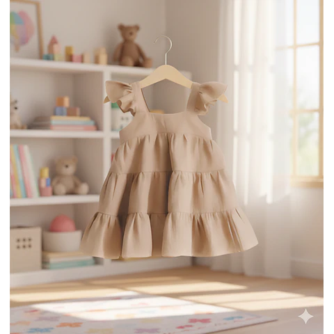 Molde Digital Vestido Beba Triple Volado,pack Talles 1 Al 5