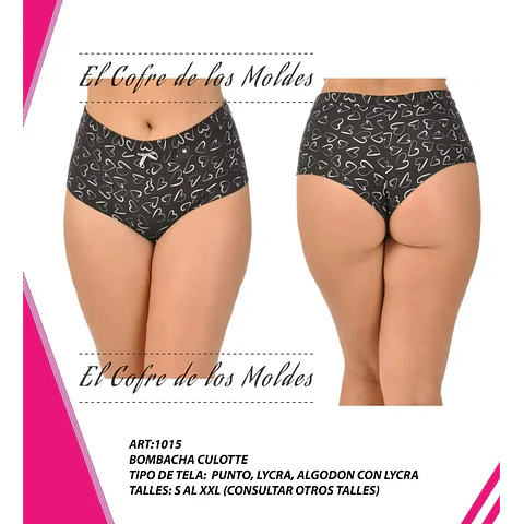 Molde Digital Interior Culotte, Patron Pack Talles S Al Xxl