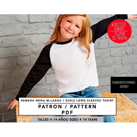 Molde De Costura, Patron Polera Ranglan Ml Nena, Imprimible