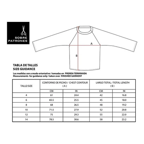 Molde De Costura, Patron Polera Ranglan Ml Nena, Imprimible