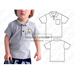 Molde Patron Coreldraw Polera Polo Niños Talles Del 2 Al 8