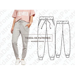 Molde Patron Coreldraw Pantalón buzo Babucha Mujer Del S Al 2xl