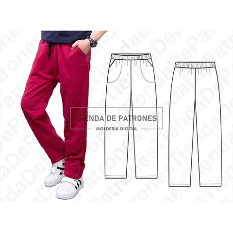 Molde Patron Coreldraw Pantalon Buzo Basico Niños 4 Al 14