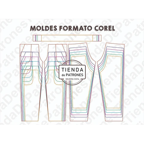Molde Patron Coreldraw Pantalon Buzo Basico Niños 4 Al 14
