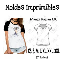 Moldes Patrones Imprimibles Polera Raglan Mc Diy  Xs Al 3xl