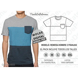 Molde Patron Imprimible Polera Hombre Talles Del S Al 2xl