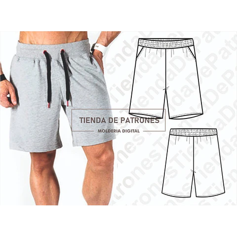 Molde Patron Short Basico Hombre Del S Al 2xl