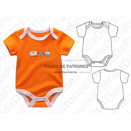 Moldes Patrones Body Manga Corta Bebes Talles 1/3/4/6/9/12m