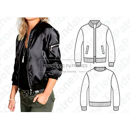 Molde Patron Coreldraw Chaqueta Bomber Jacket Mujer 38 Al 44