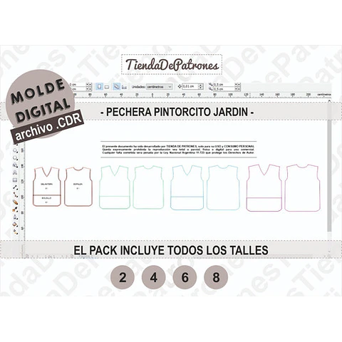 Molde Patron Coreldraw Pechera Pintorcito Jardin Del 2 Al 8