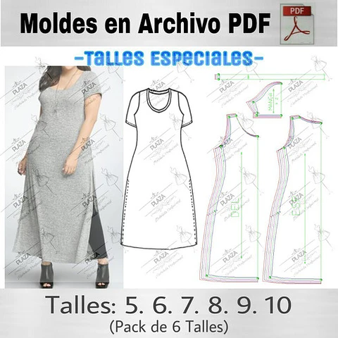 Moldes Patrones Imprimibles Vestido Talle Especial 5 Al 10