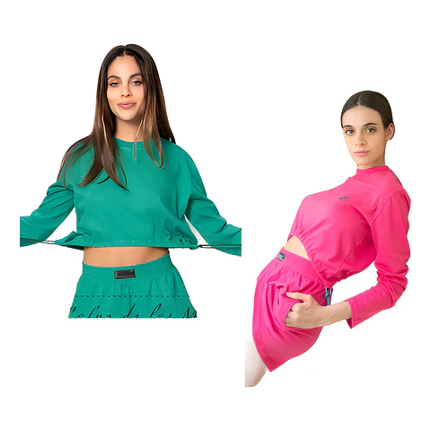 Molde Digital Polera Crop Con Cordones, Pack Talles S Al Xxl