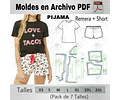 Moldes Patrones Imprimibles Pijama Remera Y Short Xs Al 3xl