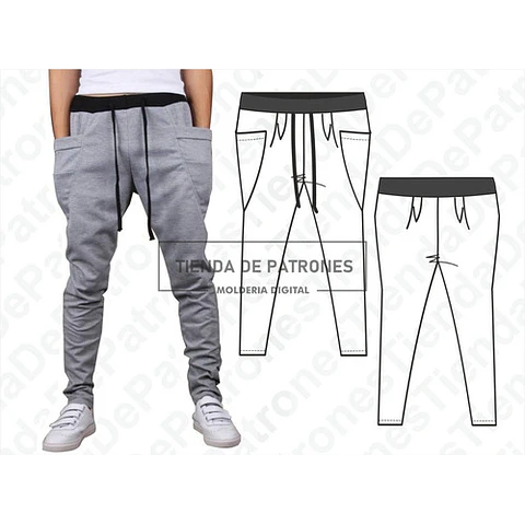 Molde Patrón Coreldraw Jogger Chupin Hombre Del S Al 2xl