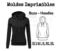 Moldes Patrones Imprimibles Polerón Hoodie Bolsillos  Xs Al 3xl