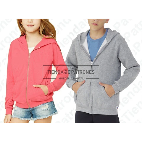 Molde Patron Imprimible Campera Canguro Niños Talles 6 Al 14