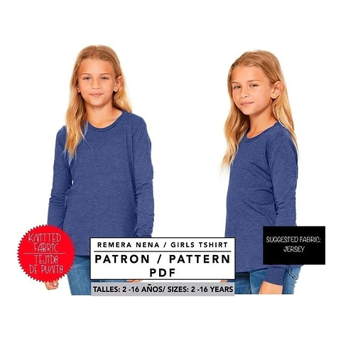 Molde De Costura, Patron Polera Basica Ml Nena, Imprimible