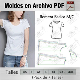 Moldes Patrones Imprimibles Polera Basica Mc Diy Xs Al 3xl