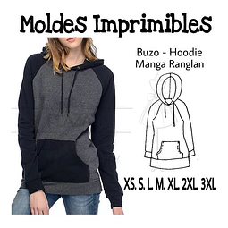 Moldes Patrones Imprimibles Polerón Hoodie Raglan  Xs Al 3xl