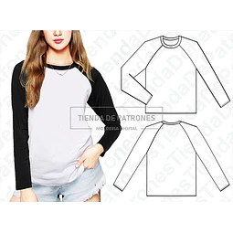 Molde Patron Coreldraw Polera Mujer Manga Ranglan S Al 2xl