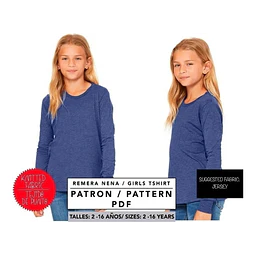 Molde De Costura, Patron Remera Basica Ml Nena , Imprimible