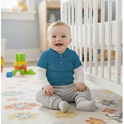 Molde Digital Polera Bebe Cuello Camisero, pack Talles 1 Al 5