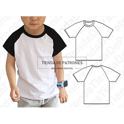 Molde Patron Coreldraw Polera Niños Manga Ranglan Del 4 A 14