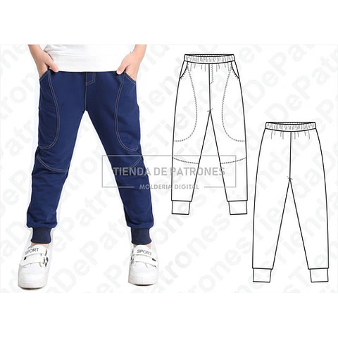Molde Patron Coreldraw Jogging Niños Recortes Talles 4 Al 14