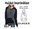 Moldes Patrones Imprimibles Buzo Hoodie Raglan  Xs Al 3xl