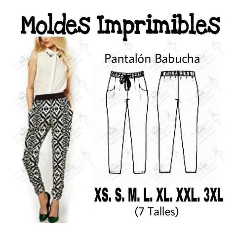 Moldes Patrones Imprimibles Pantalon Babucha Moda Xs Al 3xl