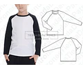 Molde Coreldraw Remera Niños Ranglan Manga Larga Del 4 Al 14